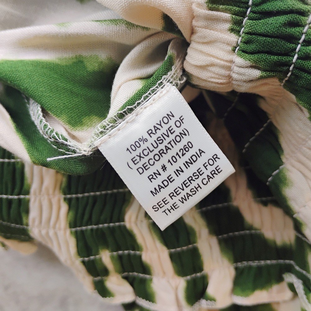 True Destinations Super Wide Leg Womens Medium Green Cream Palazzo Boho Tassels - Picture 6 of 12